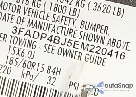 2014 Ford Fiesta Se from USA, damaged, VIN 3FADP4BJ5EM220416